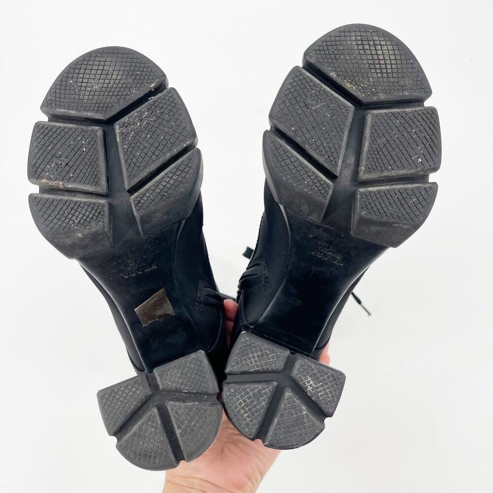 Brand New Prada Women's Black Lace-Up Ankle Boots 38 But Are Really Size 7 - Picture 9 of 13